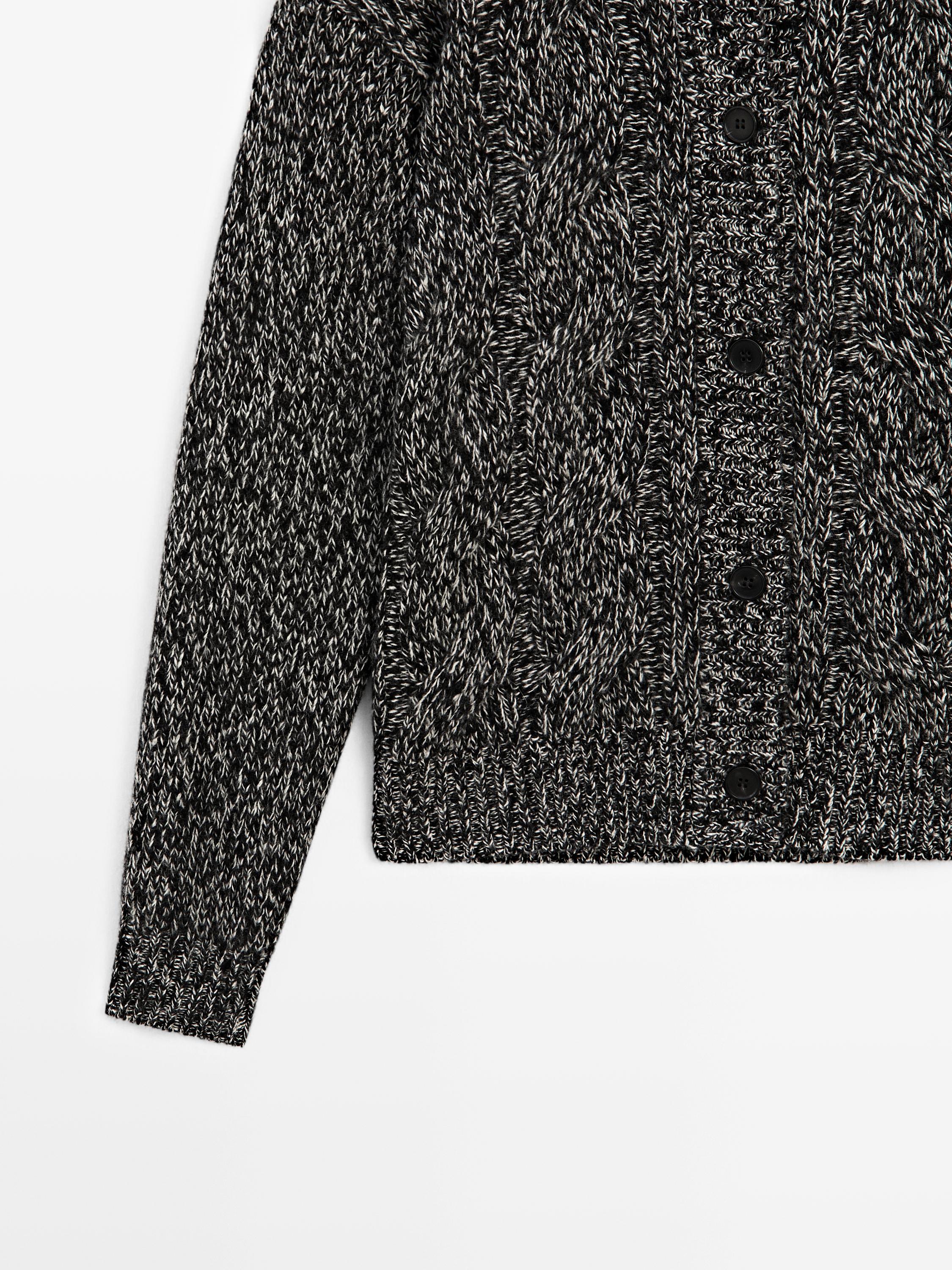 Cable-knit wool blend cardigan